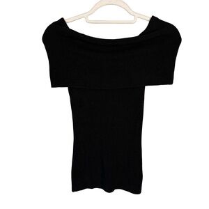 Wilfred Classic Black Off-Shoulder Sweater Size XXS Minimalist Ribbed Stretch
